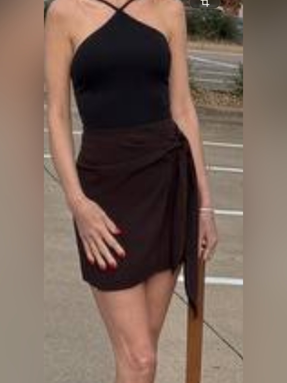 H&M Brown Tie-Front Mini Skirt